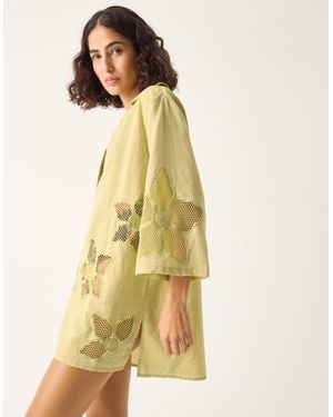 Monsoon Joanna Cutwork Beach Shirt Green - Natural
