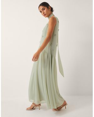 Monsoon Elodie Sleeveless Embellished Maxi Dress Green - White