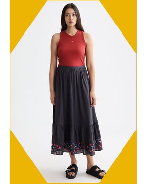 Monsoon Scotch & Soda Embroidered Midi Skirt Grey