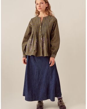 Monsoon East Dilly Gingham Cotton Blouse Multi - Blue