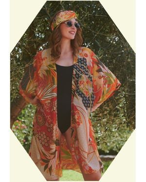 Monsoon One Hundred Stars Fan Print Kimono - Green