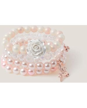 Monsoon 4-pack Pearly Bead Charm Bracelets - Pink