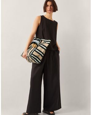 Monsoon Ari Metallic Stripe Beach Bag - Black