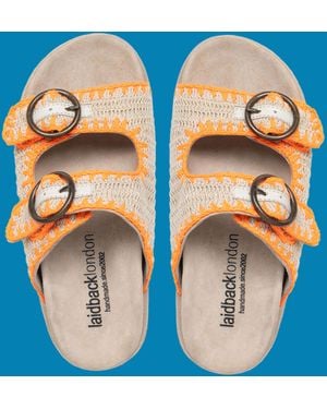 Monsoon Laidback London Clay Crochet Suede Sandals Grey - Blue
