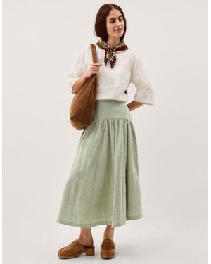 Monsoon Gaia Gingham Midi Skirt - Green