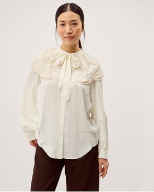 Monsoon Cora Lace Collar Blouse Ivory - Natural
