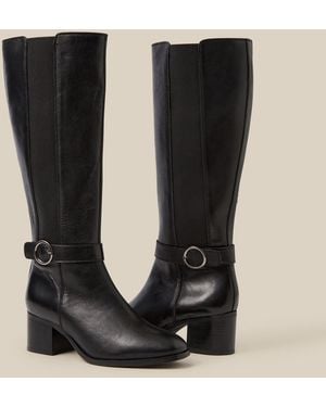Monsoon Tori Leather Knee High Boots Black