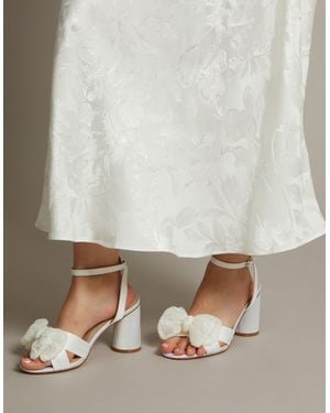 Monsoon Kia Lace Bow Heeled Sandals Ivory - Grey