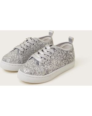 Monsoon All-over Glitter Trainers Silver - White
