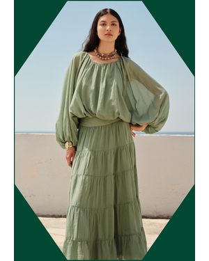 Monsoon Devotion Twins Willow Balloon Blouse Green