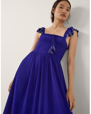 Monsoon Sundress Women's Blue & White Floral Embroidered Ardra Maxi Dress, Size: S