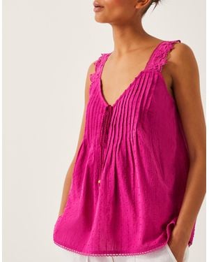 Monsoon Celia Lace Pintuck Cami Top Pink
