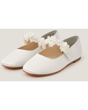 Monsoon Pearl Flower Ballet Flats Ivory - Natural