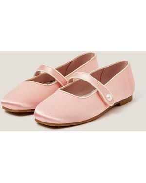 Monsoon Pearl Strap Satin Ballet Flats Pink