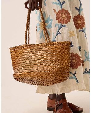 Monsoon Ellyla Amora Woven Leather Tote Bag - Brown