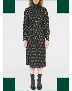 Monsoon Antik Batik Chino Floral Jacquard Midi Dress Black - Green