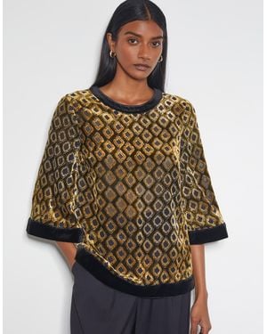 Monsoon Jade Devoré Velvet Top Brown