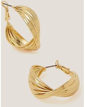 Monsoon Textured Twist Hoop Earrings - Metallic