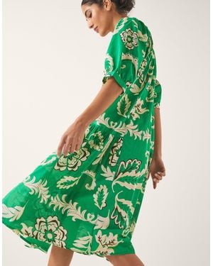 Monsoon Kristen Floral Print Smock Dress Green