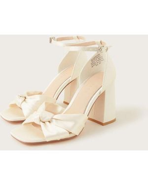 Monsoon Satin Knot Block Heeled Sandals Ivory - Natural
