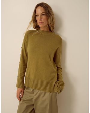 Monsoon Bree Button Knit Jumper Green