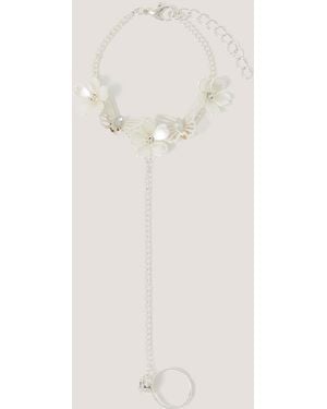 Monsoon Flower Butterfly Ring & Hand Chain - Natural