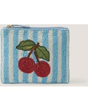 Monsoon Cherry Beaded Pouch - Blue