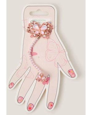 Monsoon Butterfly Linked Bracelet & Ring Set Pink