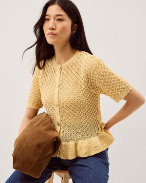 Monsoon Shea Short Sleeve Cardigan - Natural