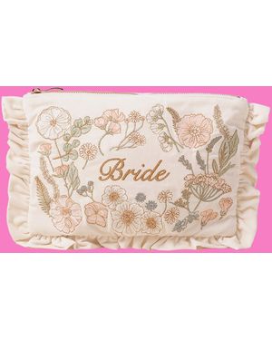 Monsoon Elizabeth Scarlett Large Frilly Bride Velvet Pouch - Pink