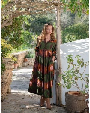 Monsoon Lyrical Sisters Lola Bubble Print Maxi Dress Multi - Green