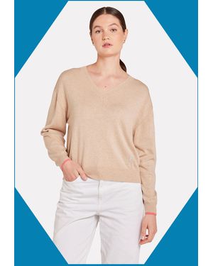 Monsoon Wispr Sydney Sunset V-neck Jumper Camel - Blue