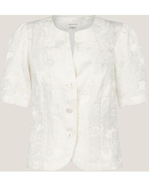 Monsoon Eliza Short Sleeve Jacquard Top Ivory - Natural