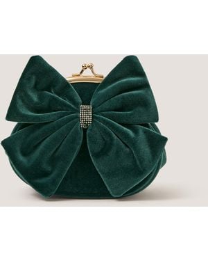 Monsoon Velvet Bow Clip Frame Bag Green