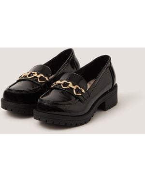 Monsoon Heart Patent Loafer School Shoes Black
