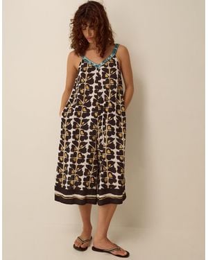 Monsoon Leila Woodblock Print Culotte Jumpsuit Black