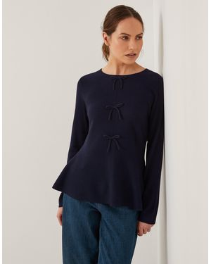 Monsoon Paula Peplum Bow Jumper Blue