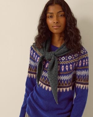 Monsoon Fae Knitted Triangle Scarf Grey - Purple