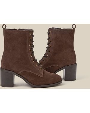 Monsoon Hope Lace Up Suede Ankle Boots Brown