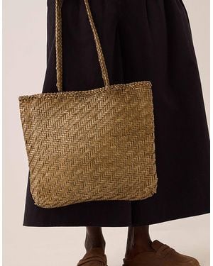 Monsoon Ellyla Rhia Woven Leather Tote Bag - Black