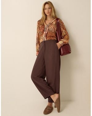 Monsoon Joanie Linen Blend Barrel Trousers Brown