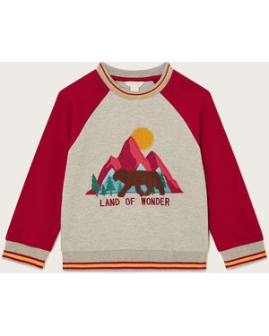 Monsoon Land Of Wonder Raglan Sweatshirt Grey - Red