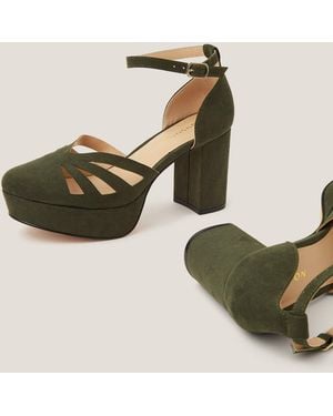 Monsoon Iris Cutwork Platform Heels Green