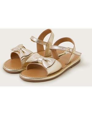Monsoon Leather Bow Sandals Gold - Natural