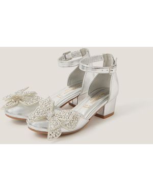 Monsoon Butterfly Metallic Heels Silver - Natural