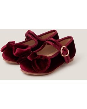 Monsoon Toddler Velvet Bow Ballet Flats Red