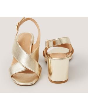 Monsoon Cally Crossover Leather Block Heels Gold - Natural
