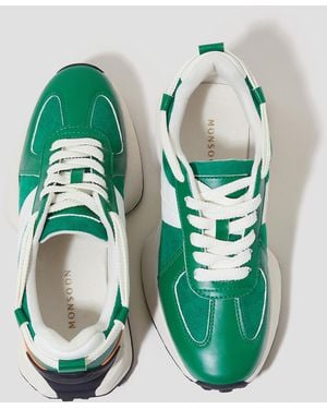 Monsoon Tyra Faux Leather Trainers Green