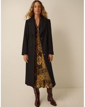 Monsoon Celia Wool Blend Coat Black - Natural