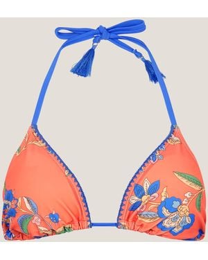 Monsoon Kaia Floral Triangle Bikini Top Orange - Red